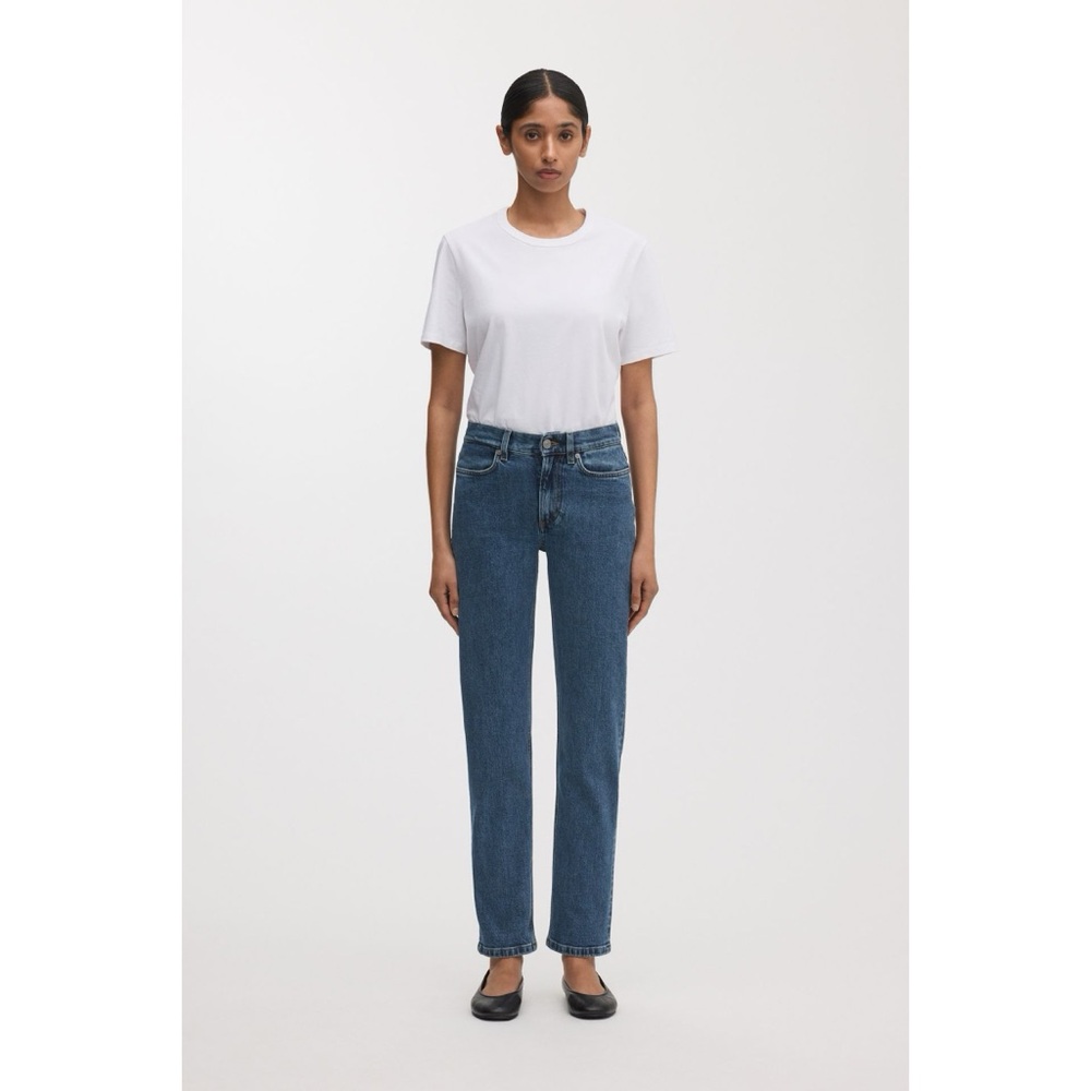 NWT ASKET The Standard Jeans Straighter Stone Wash Organic Cotton Blue Denim